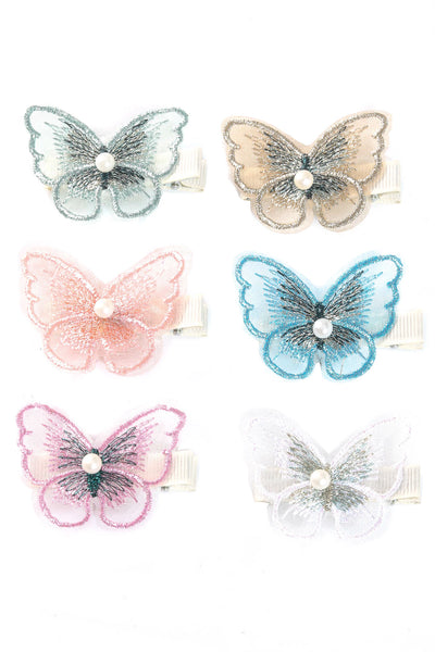 Embroidered Butterfly Hair Clip Set