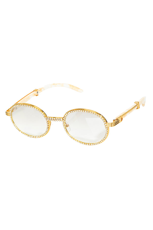 Clear Round Rhinestone Frame Sunglasses
