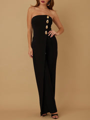 Maite Strapples Button Black Jumpsuit
