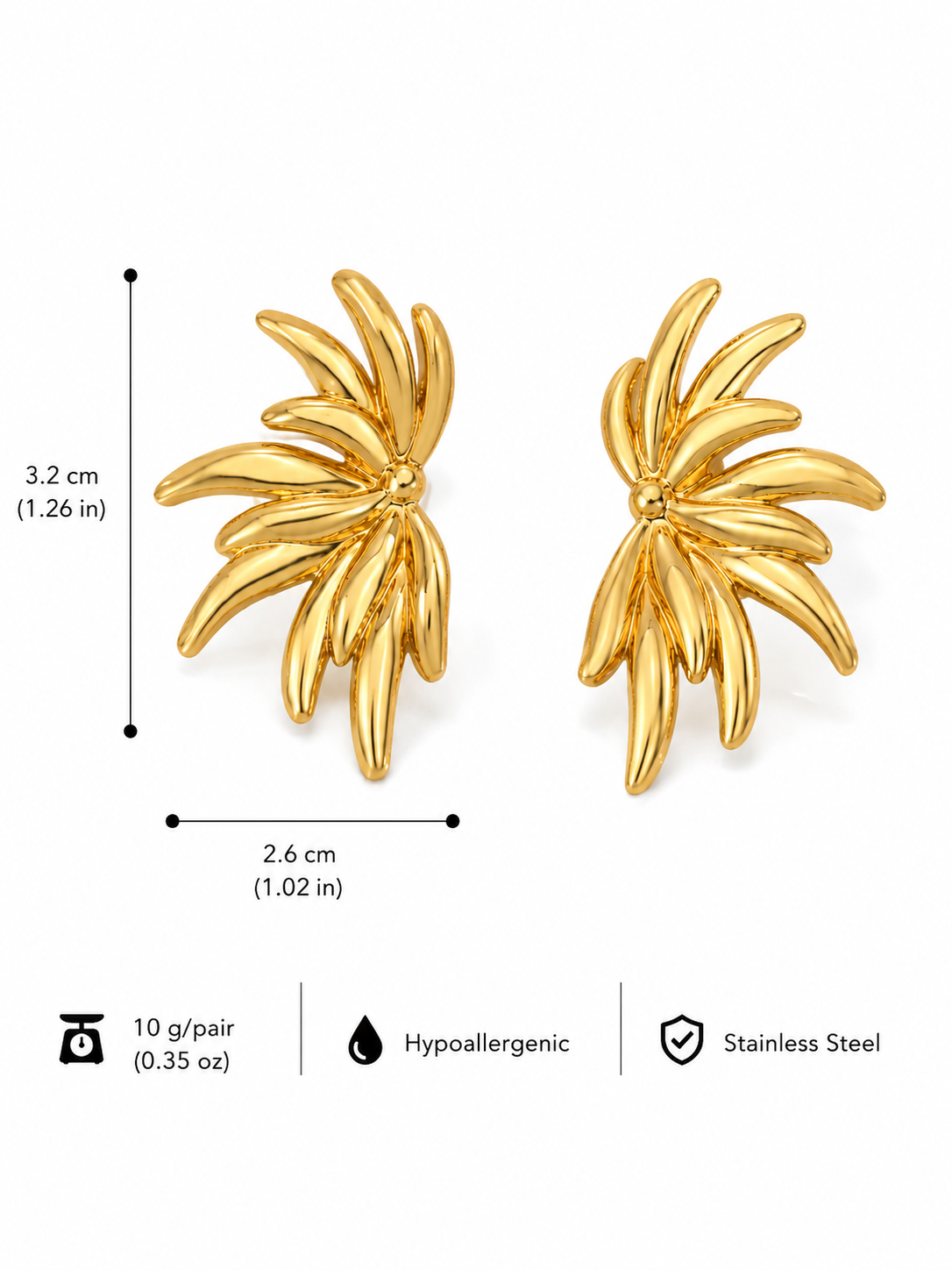 Golden Palm Fan Earrings