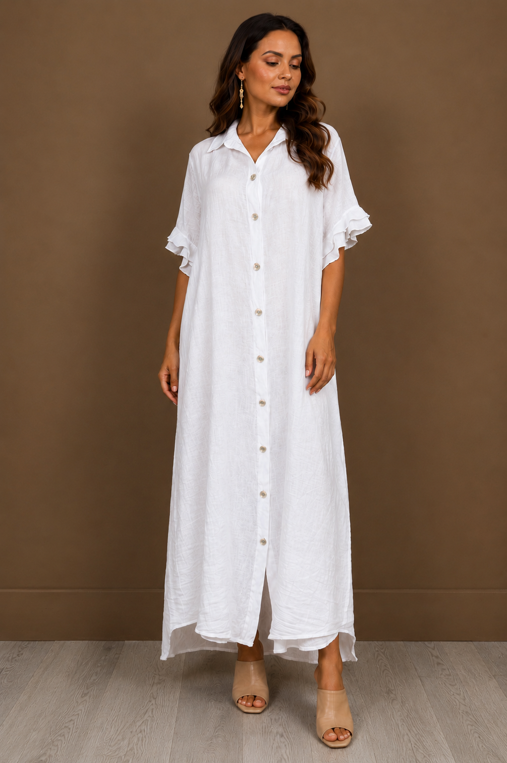 Amore Linen Dress – White