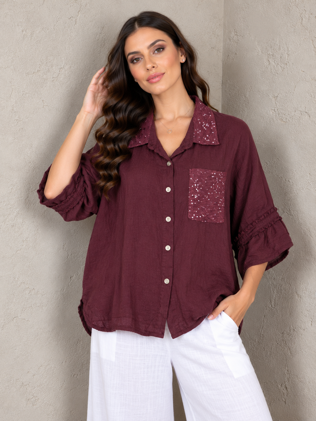 Siena Sequin Italian Linen Shirt