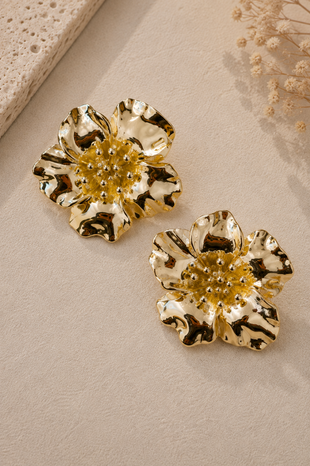 Golden Wildflower Statement Earrings