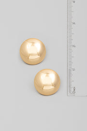 Gold Round Dome Stud Earrings