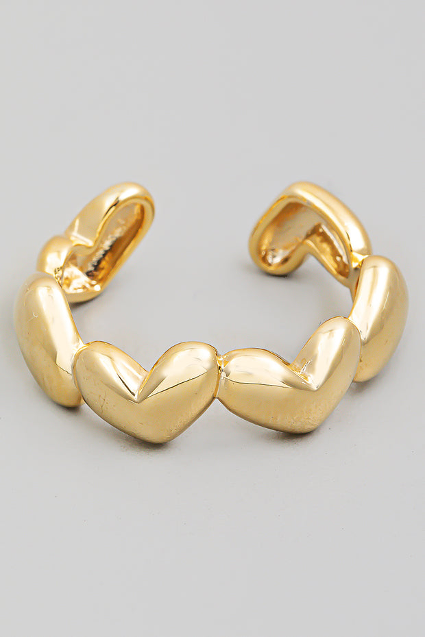 Metallic Heart Link Ring