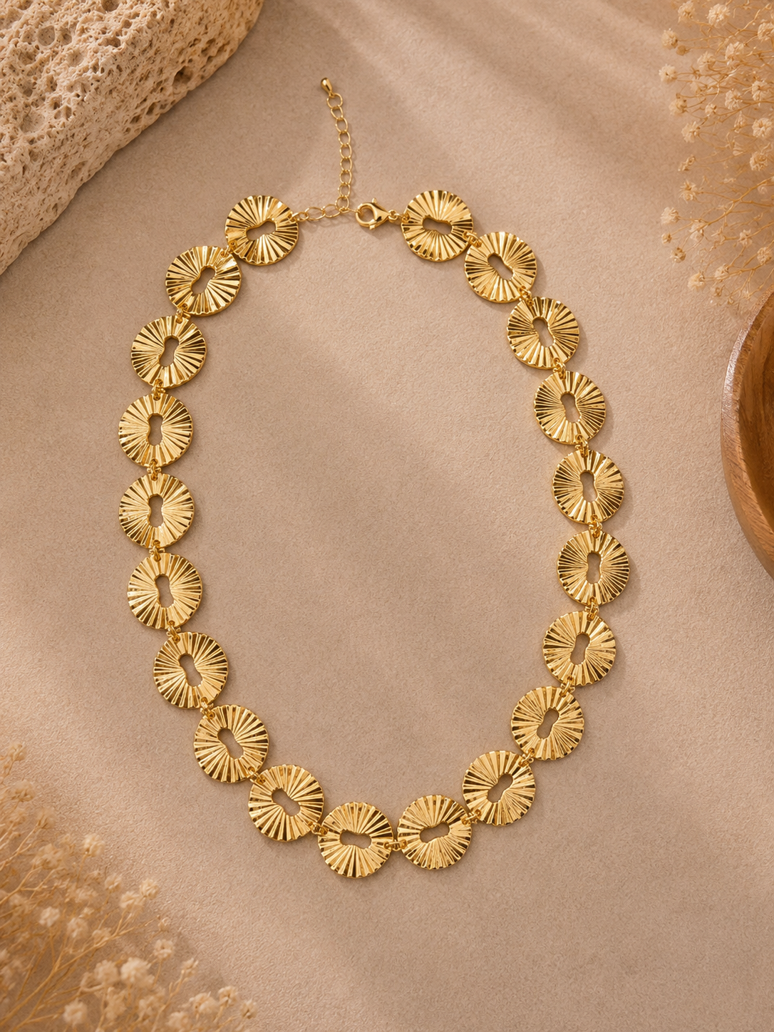 Golden Radiance Disc Necklace