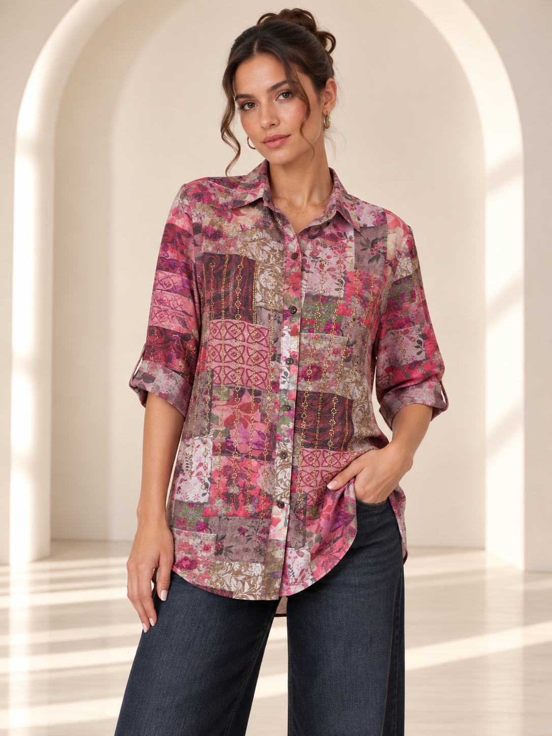 Odette Patchwork Embellished Shirt
