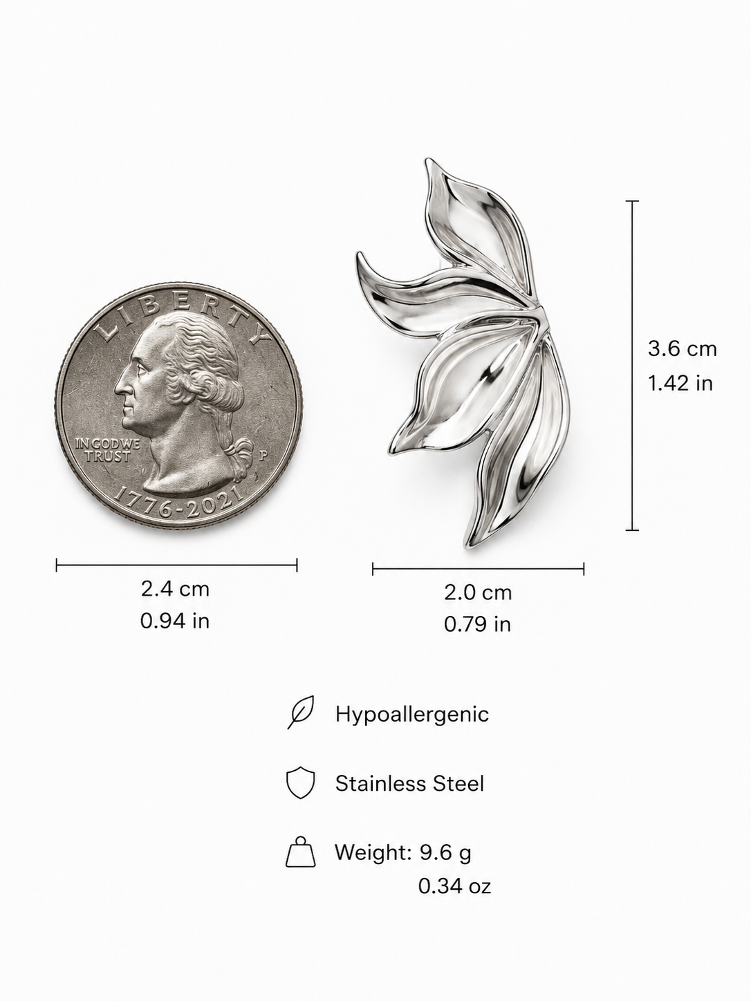 Silver Sculpted Leaf Earrings