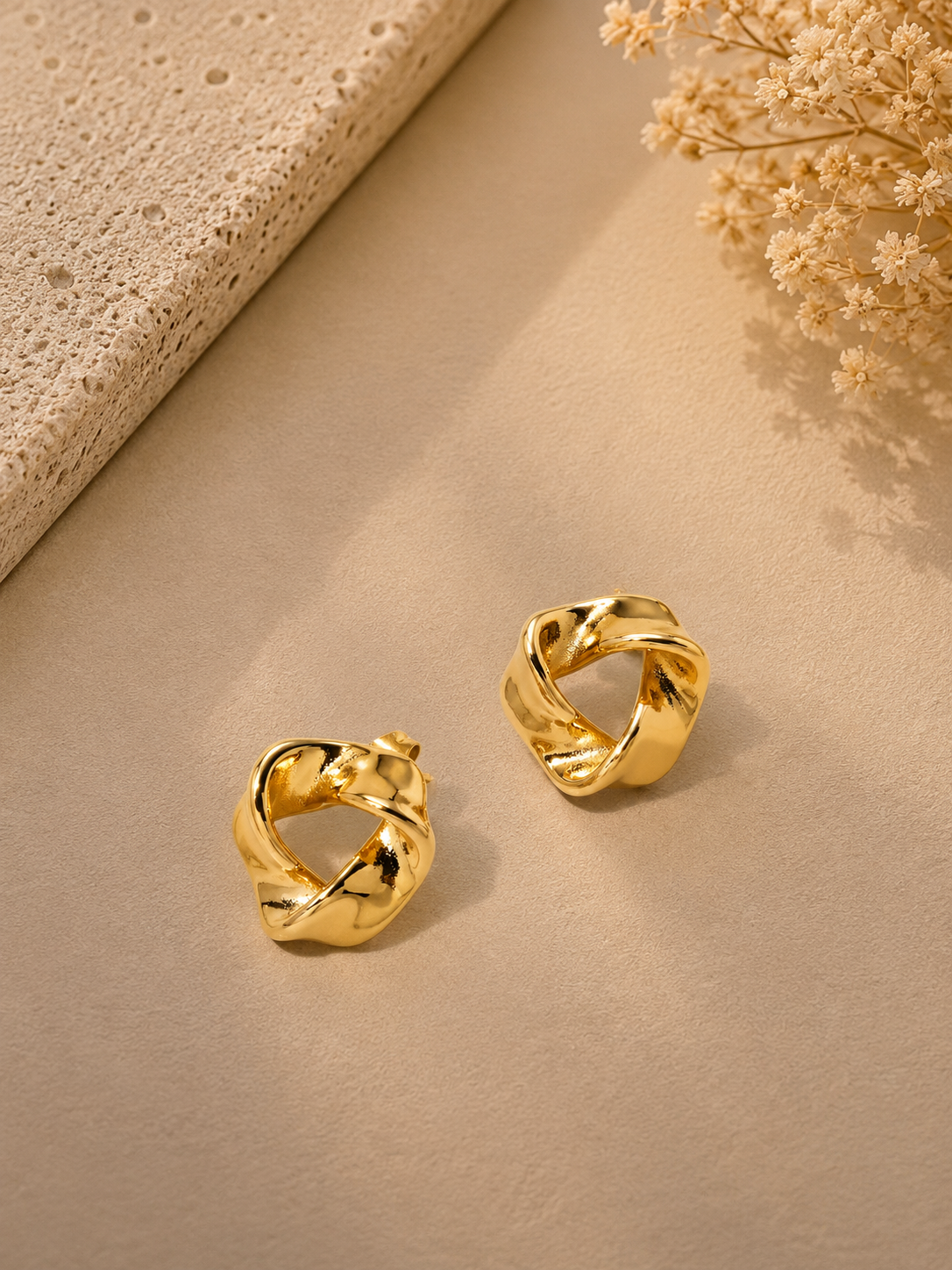 Small Gold Knot Stud Earrings