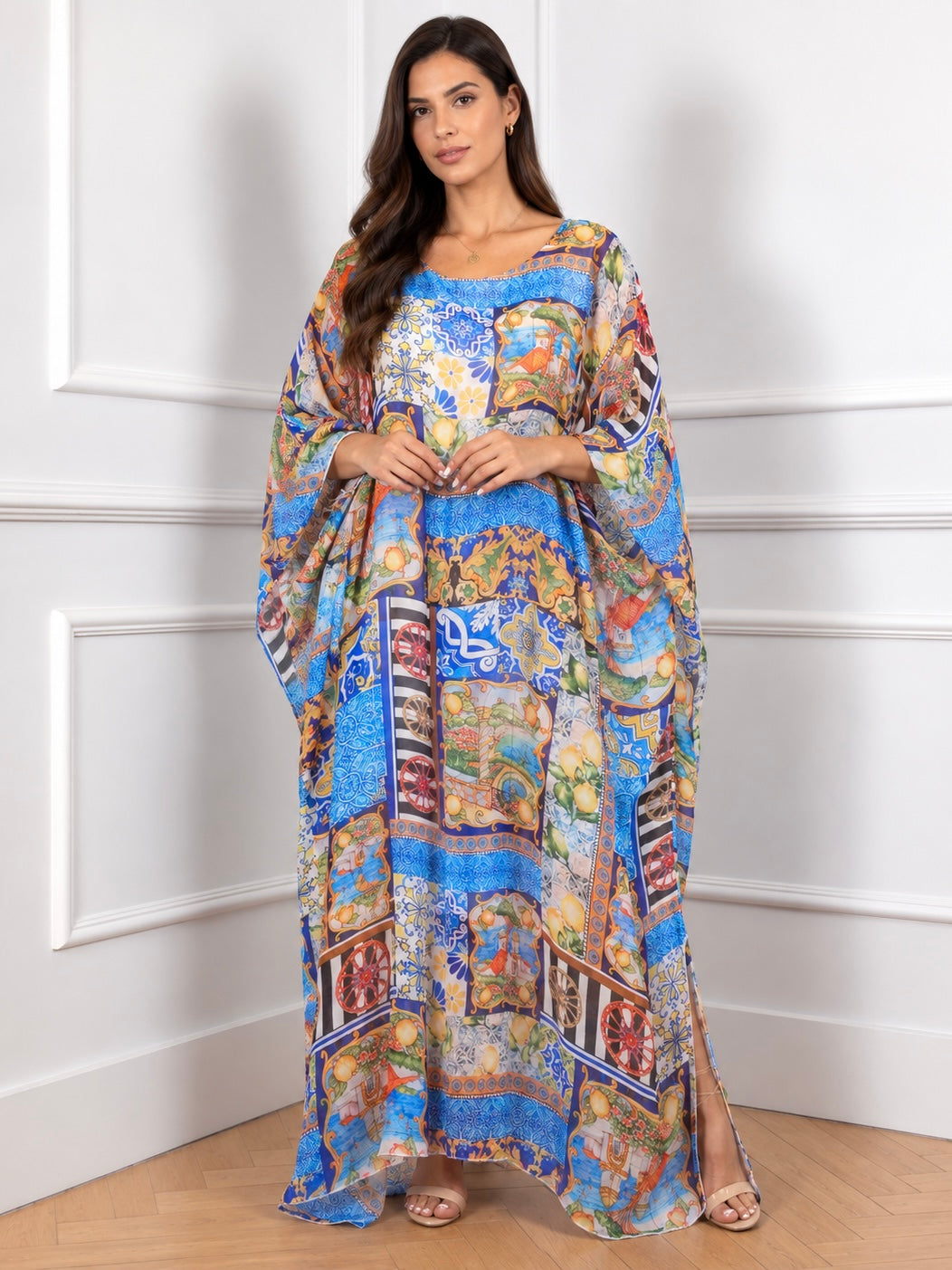 Capri Mosaic Italian Kaftan Maxi Dress