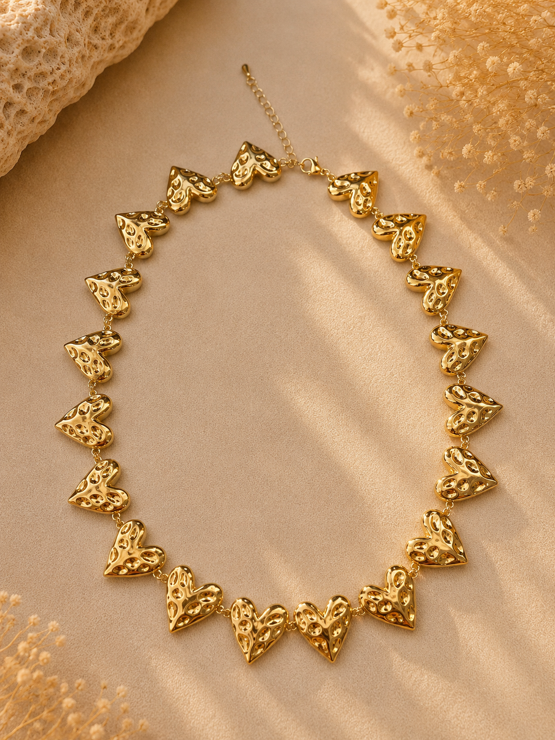 Hammered Heart Statement Necklace