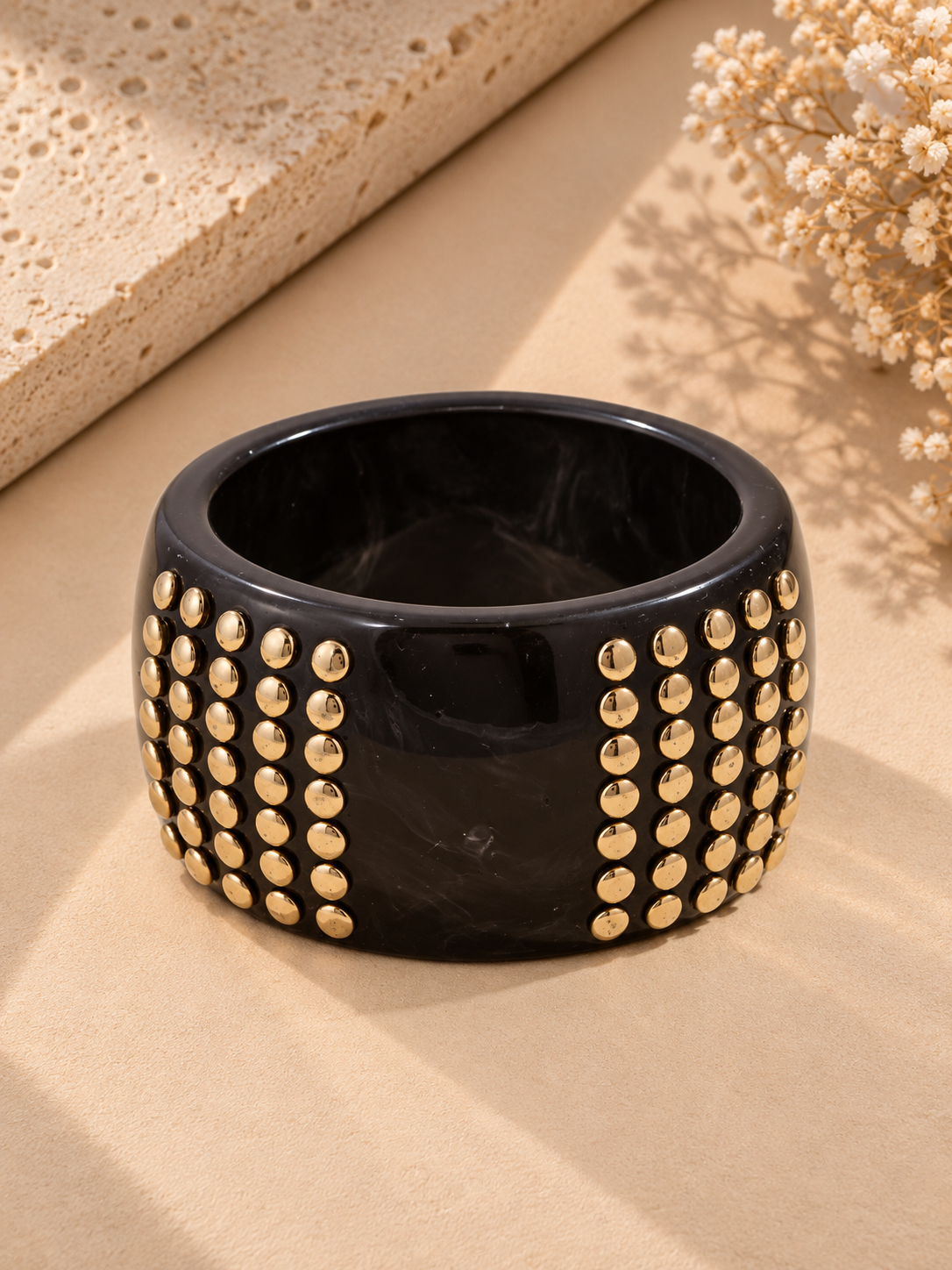 Chunky Marbled Wide Studded Bangle Bracelet