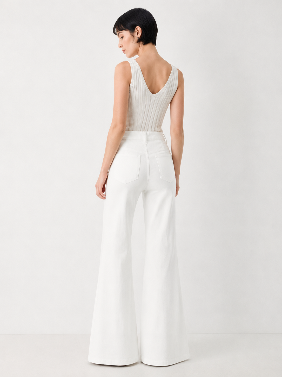Nayla Wide Leg Flare White Bottoms