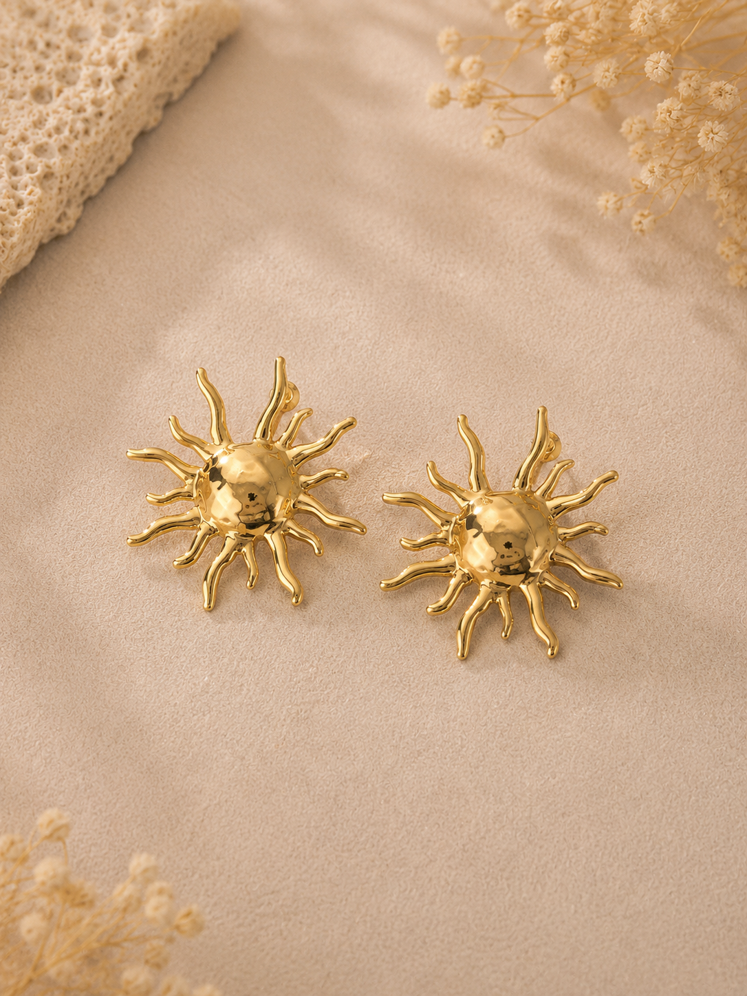 Golden Sun Stud Earrings