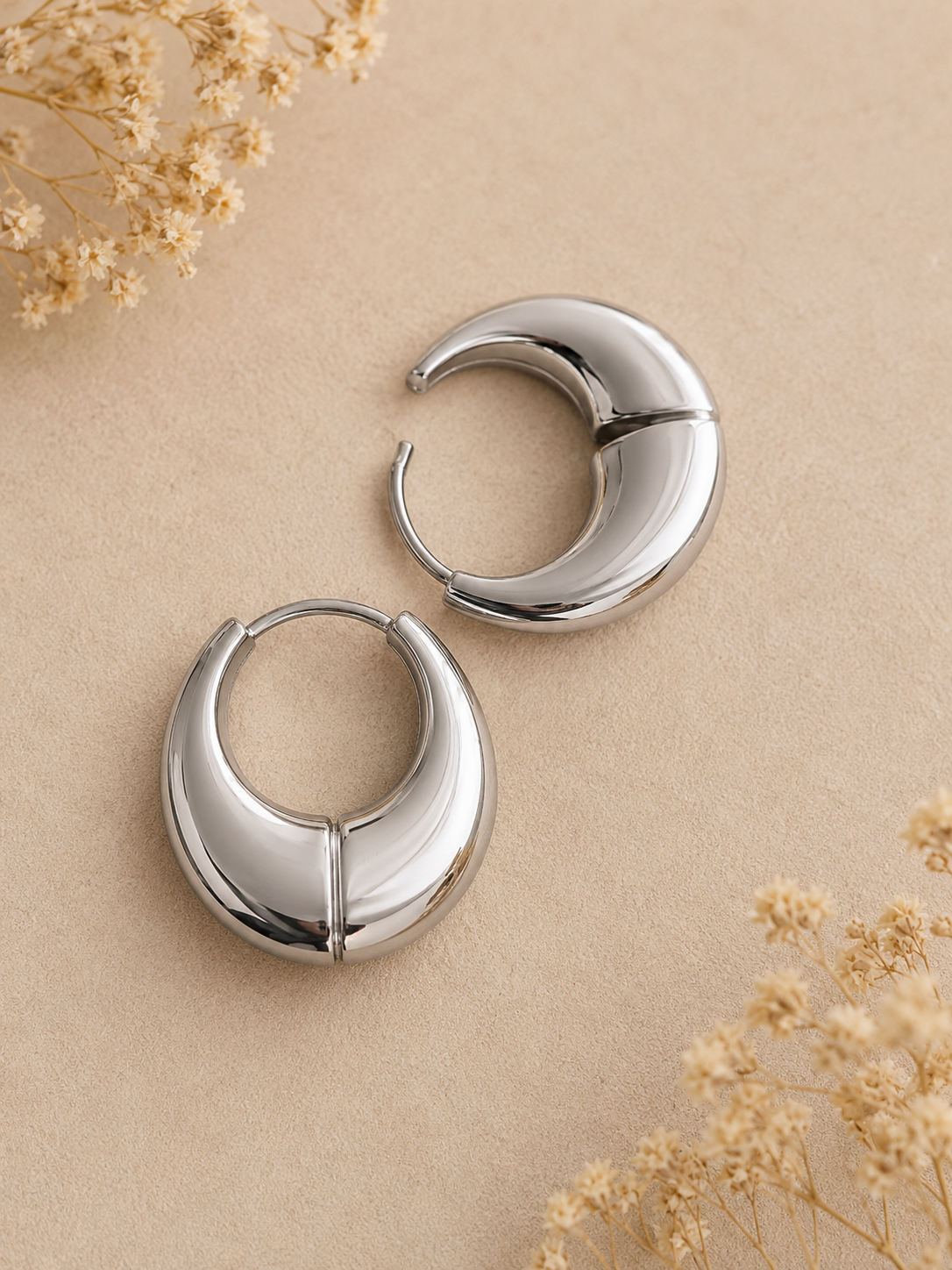 Silver Chunky Hoop Earrings