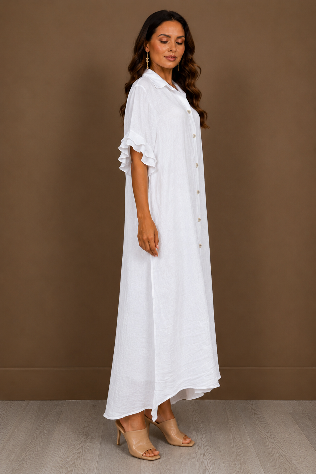 Amore Linen Dress – White