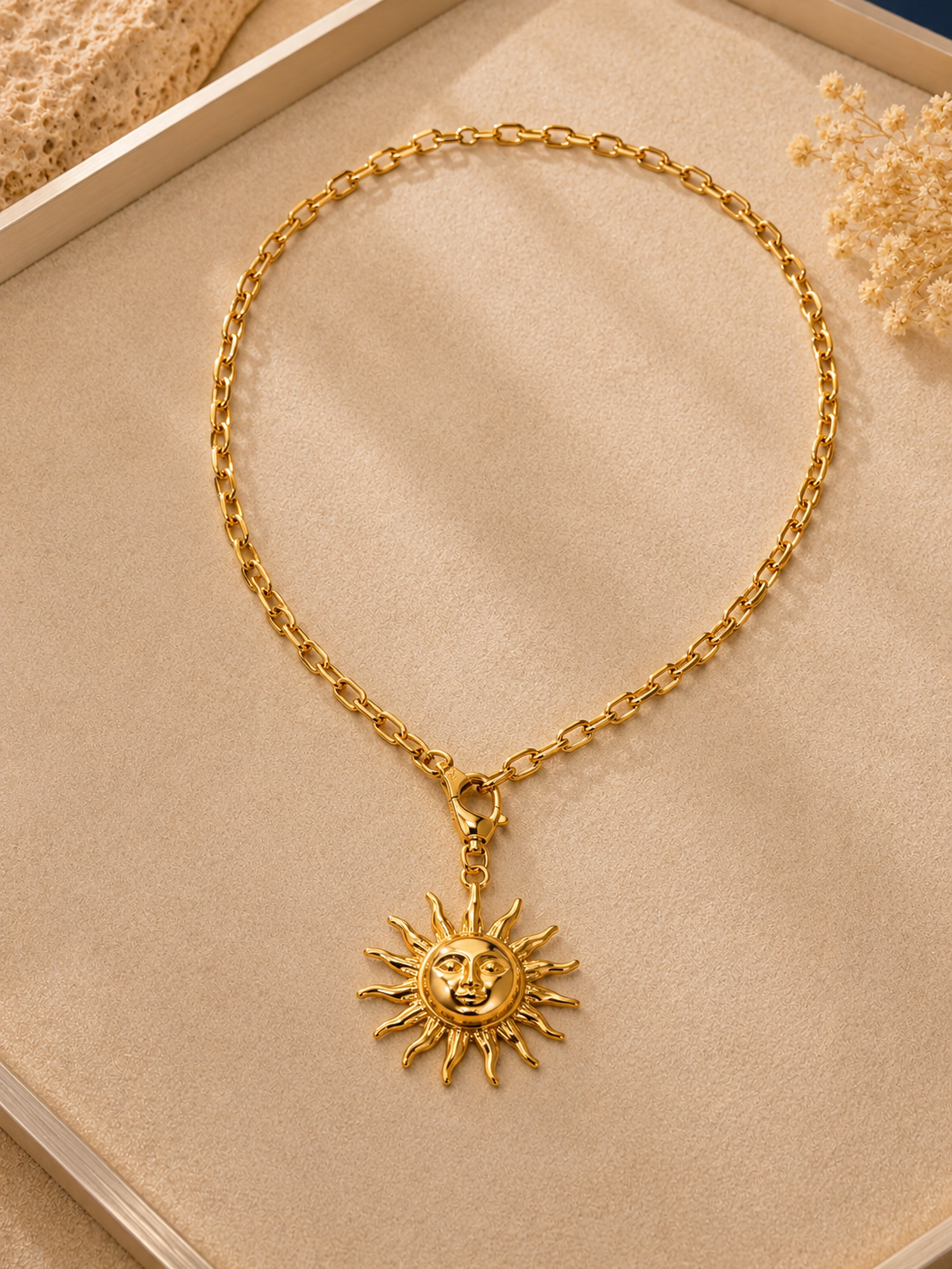 Golden Celestial Sun Necklace