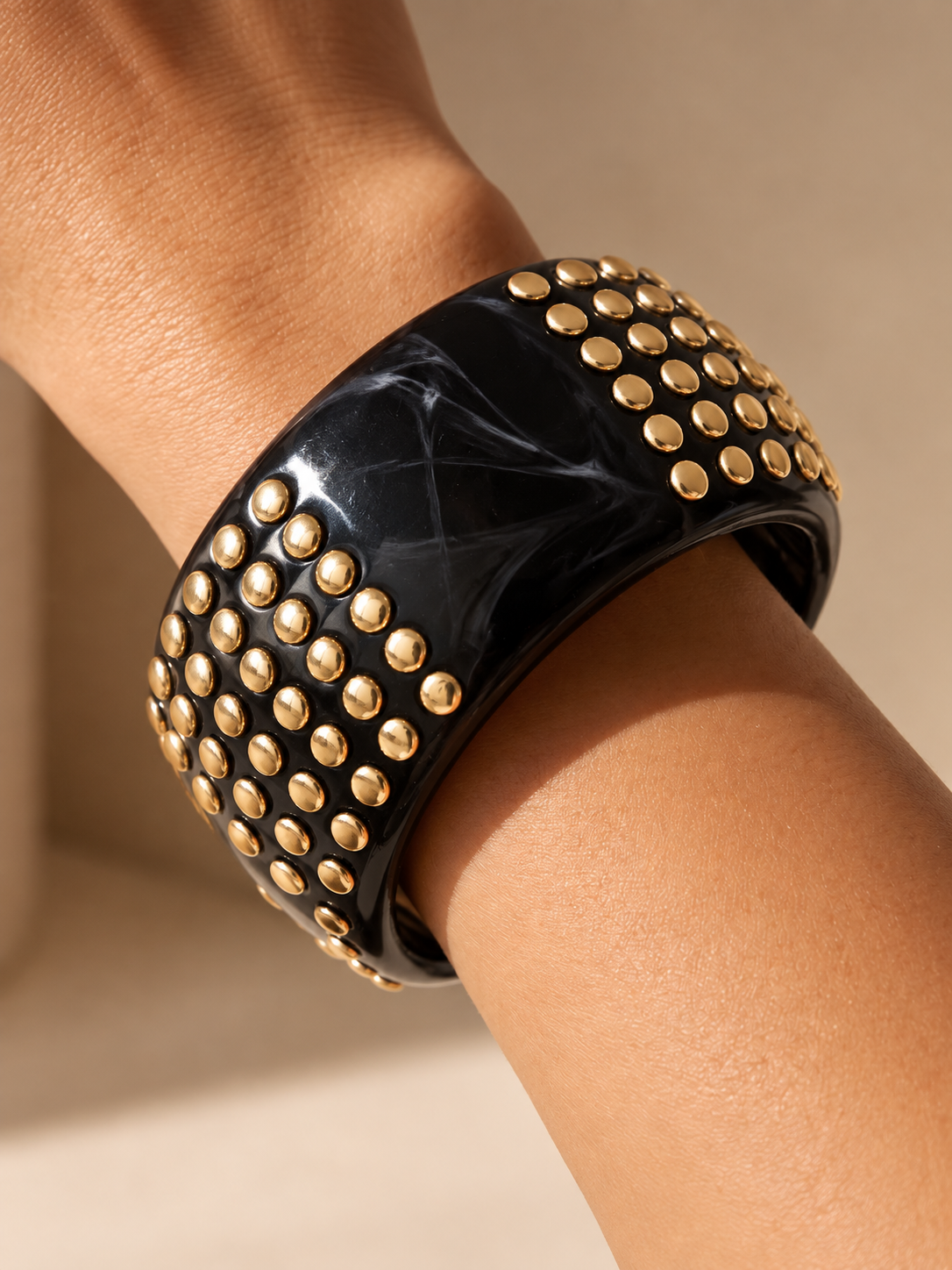 Chunky Marbled Wide Studded Bangle Bracelet