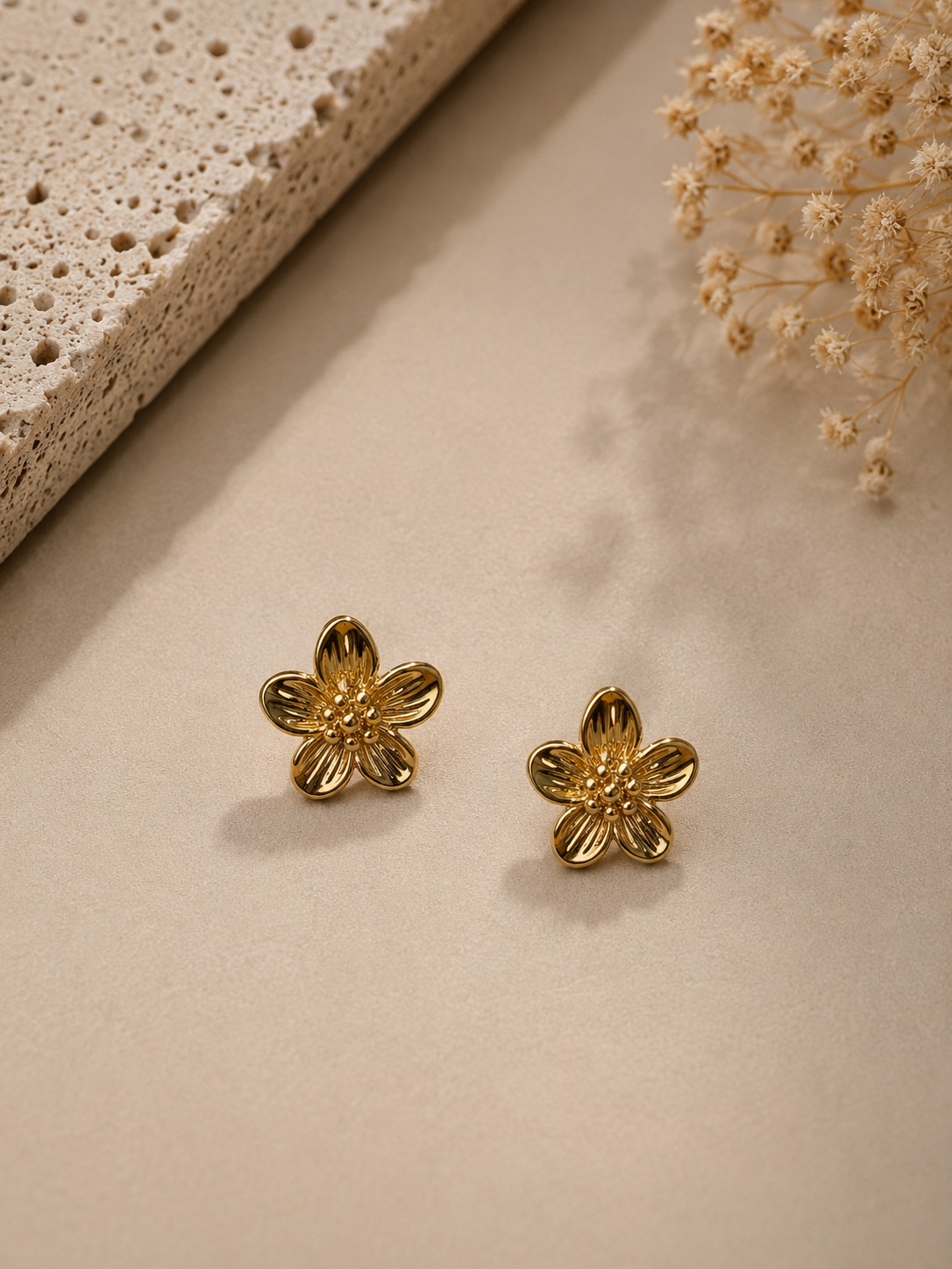 Golden Petite Garden Flower Earrings