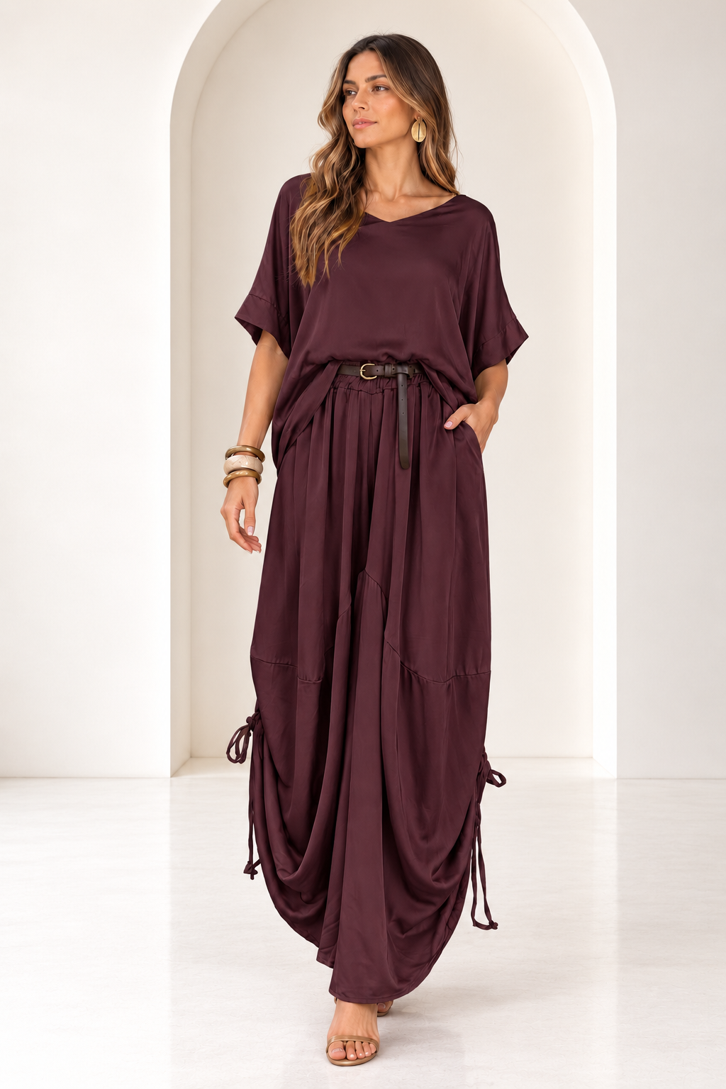 Elle Draped Wide-Leg Set