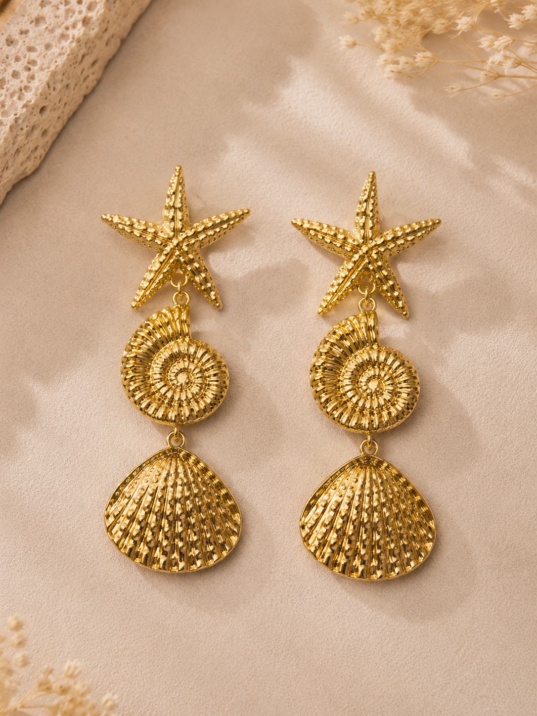 Golden Seaside Drop Earrings