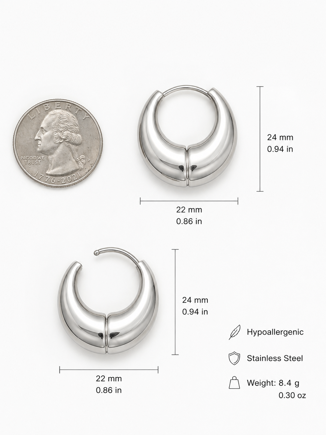 Silver Chunky Hoop Earrings