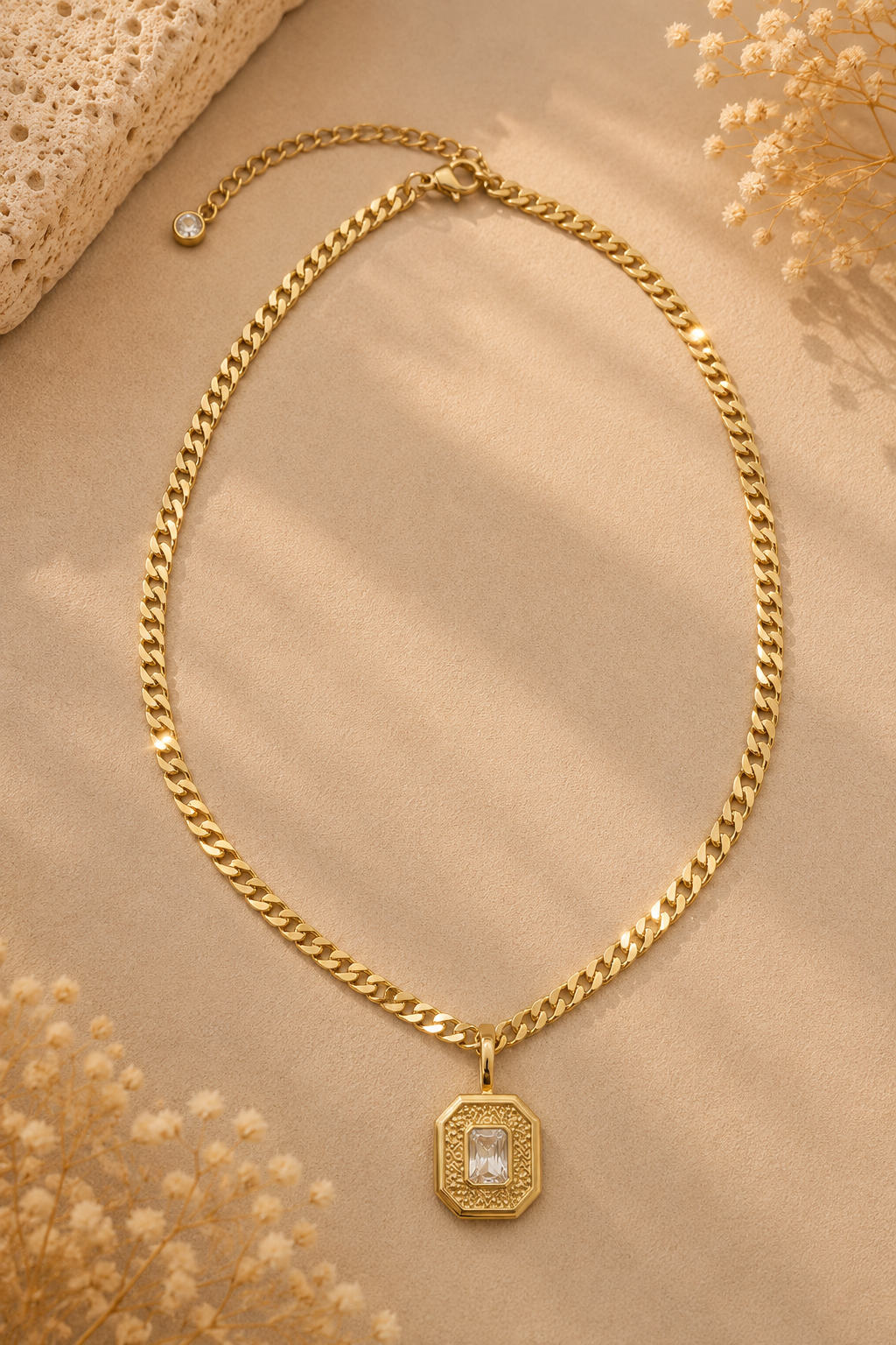 Gold Crystal Pendant Necklace