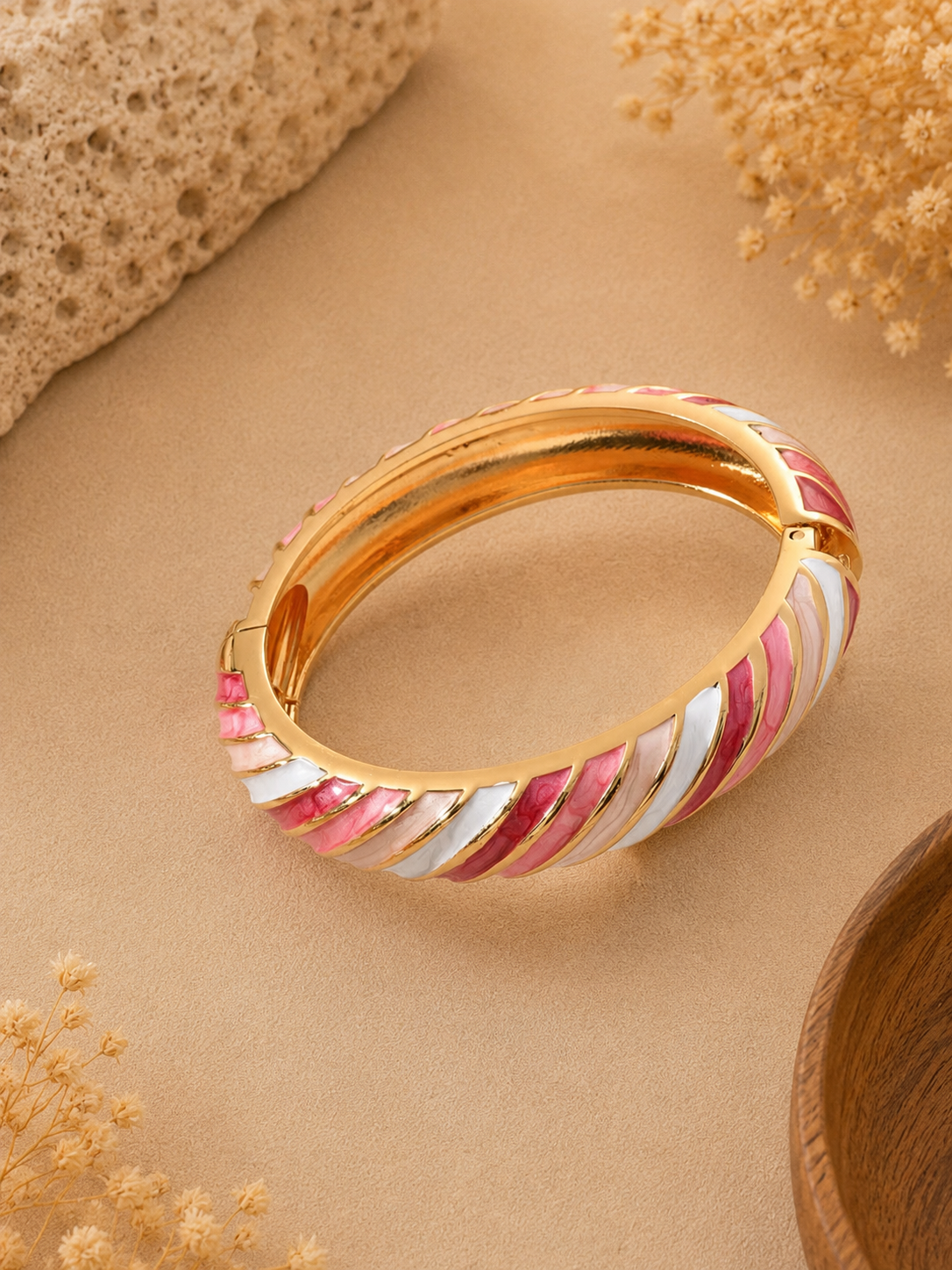 Pink Enamel Bangle Bracelet