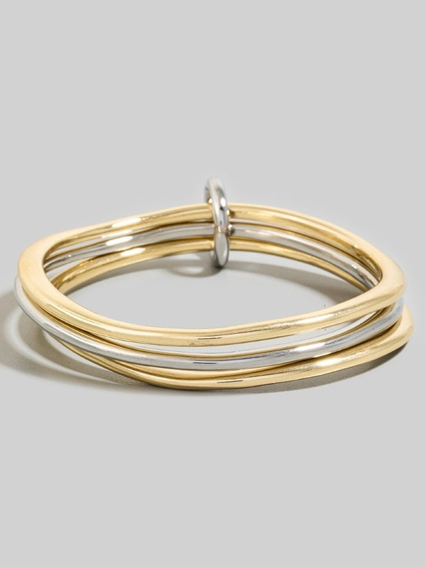 Layered Metallic Tube Bangle Bracelet