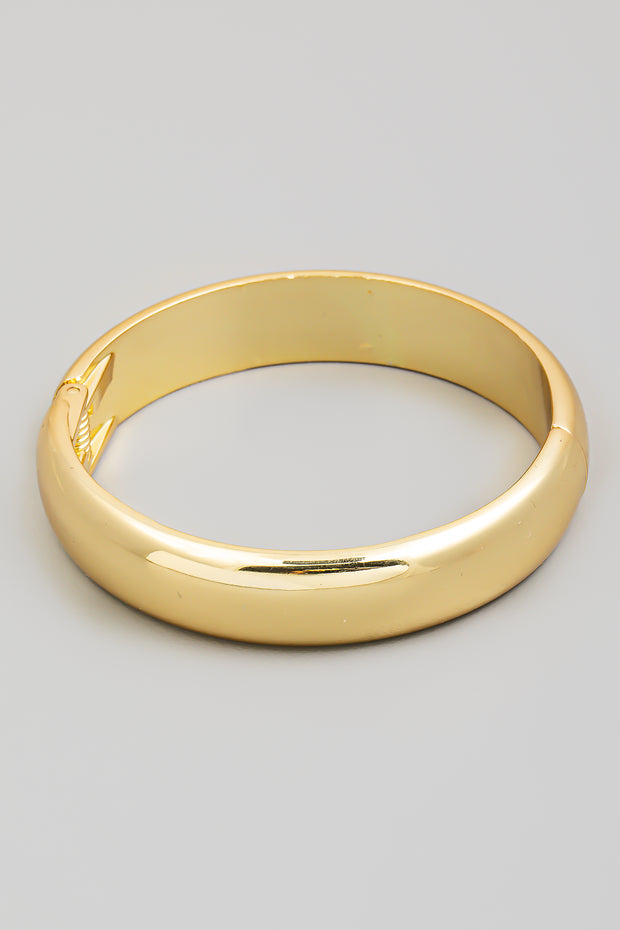 Gold Metallic Circle Latch Bangle Bracelet