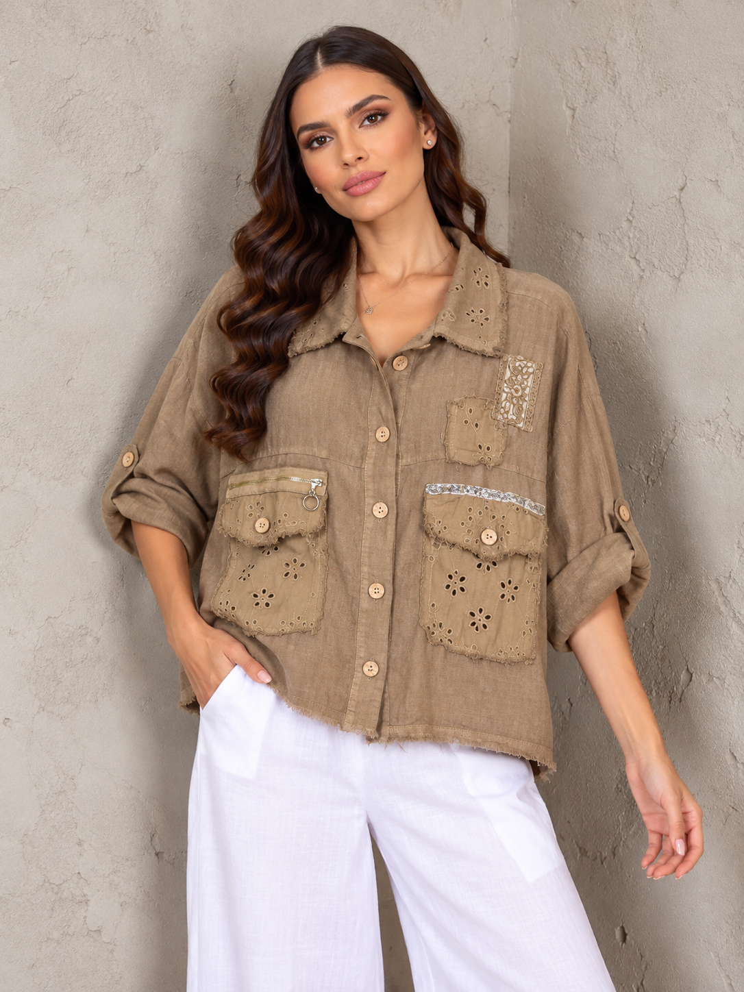Chiara Embellished Italian Linen Jacket