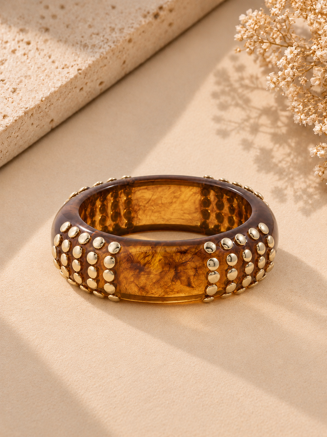 Marbled Bangle With Beaded Stud Rows