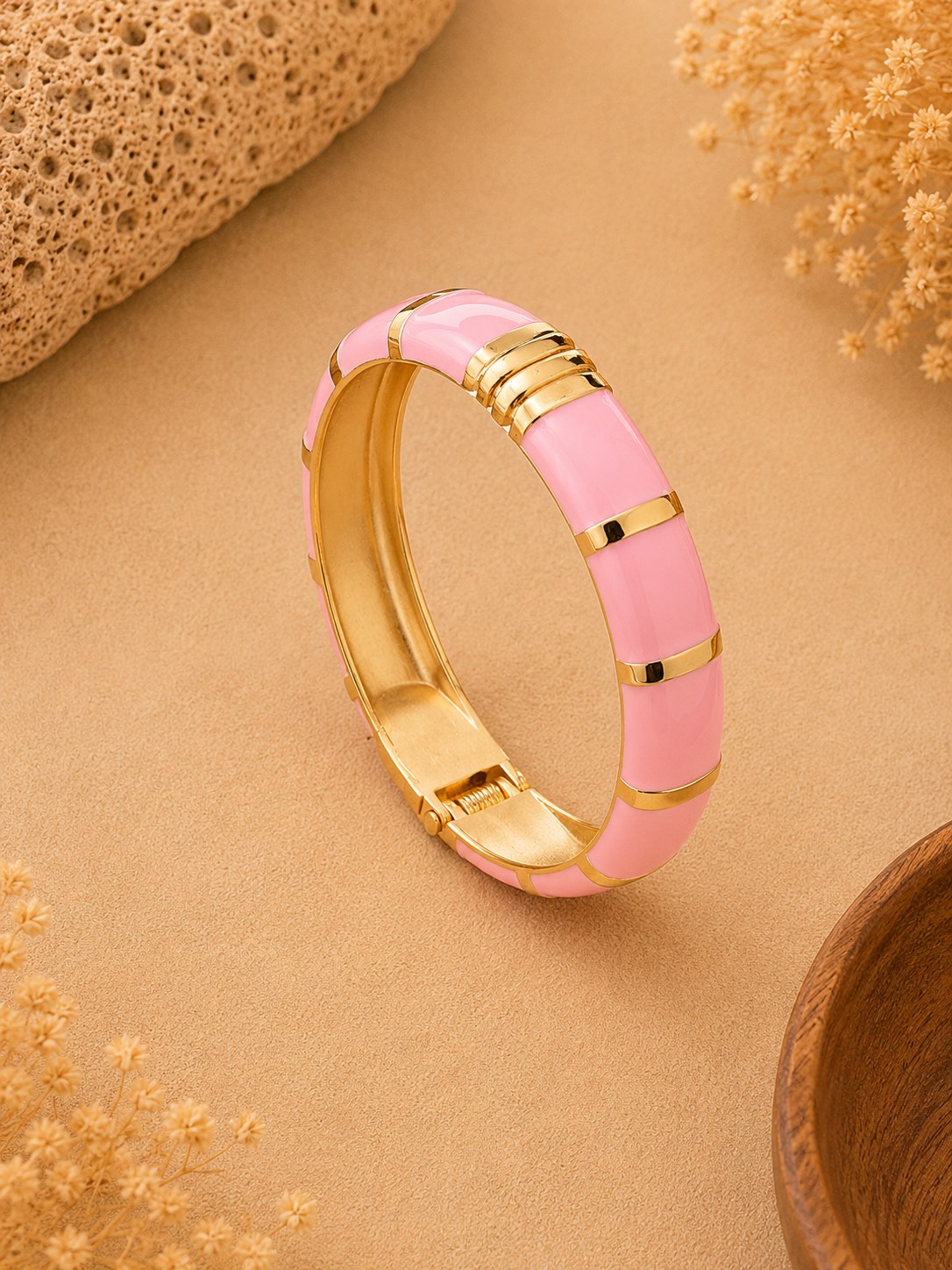 Pink Enamel Bangle Bracelet