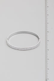 Silver Three Line Rhinestone Bangle Bracelet