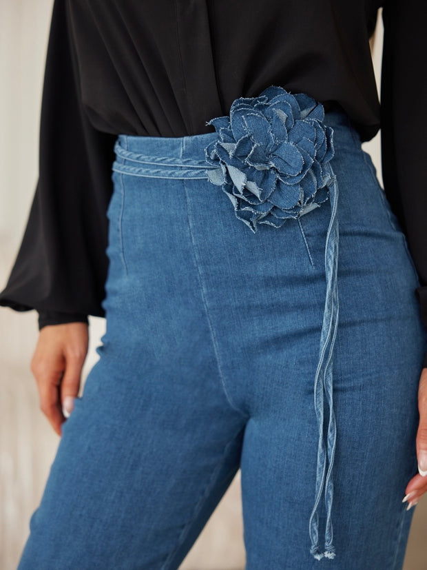 Blue Denim Flower String Bottoms