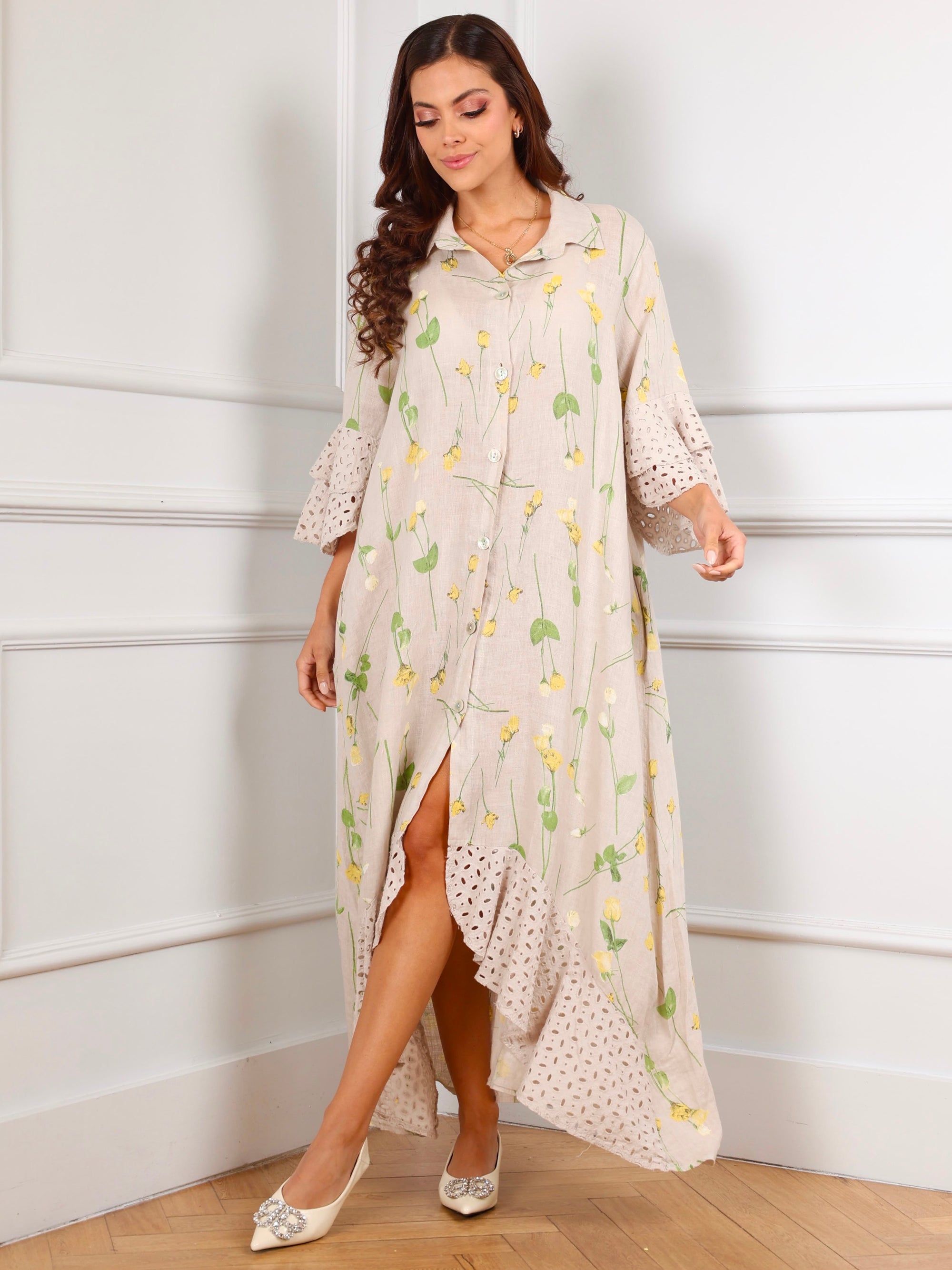 Buttercup Meadow Linen Dress – Natural Beige