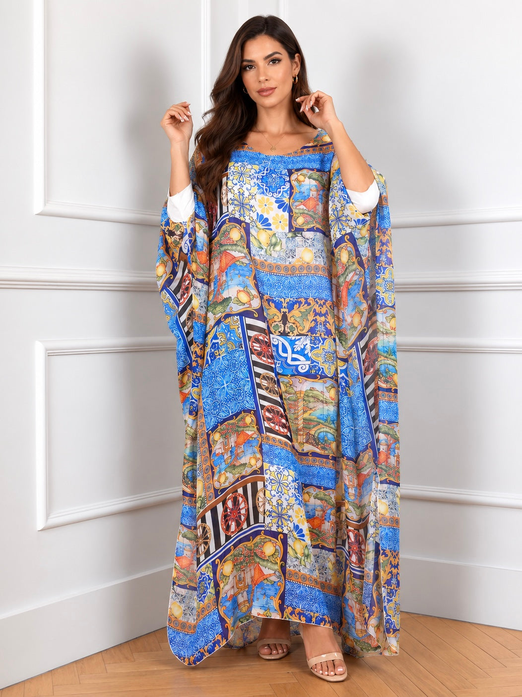 Capri Mosaic Italian Kaftan Maxi Dress