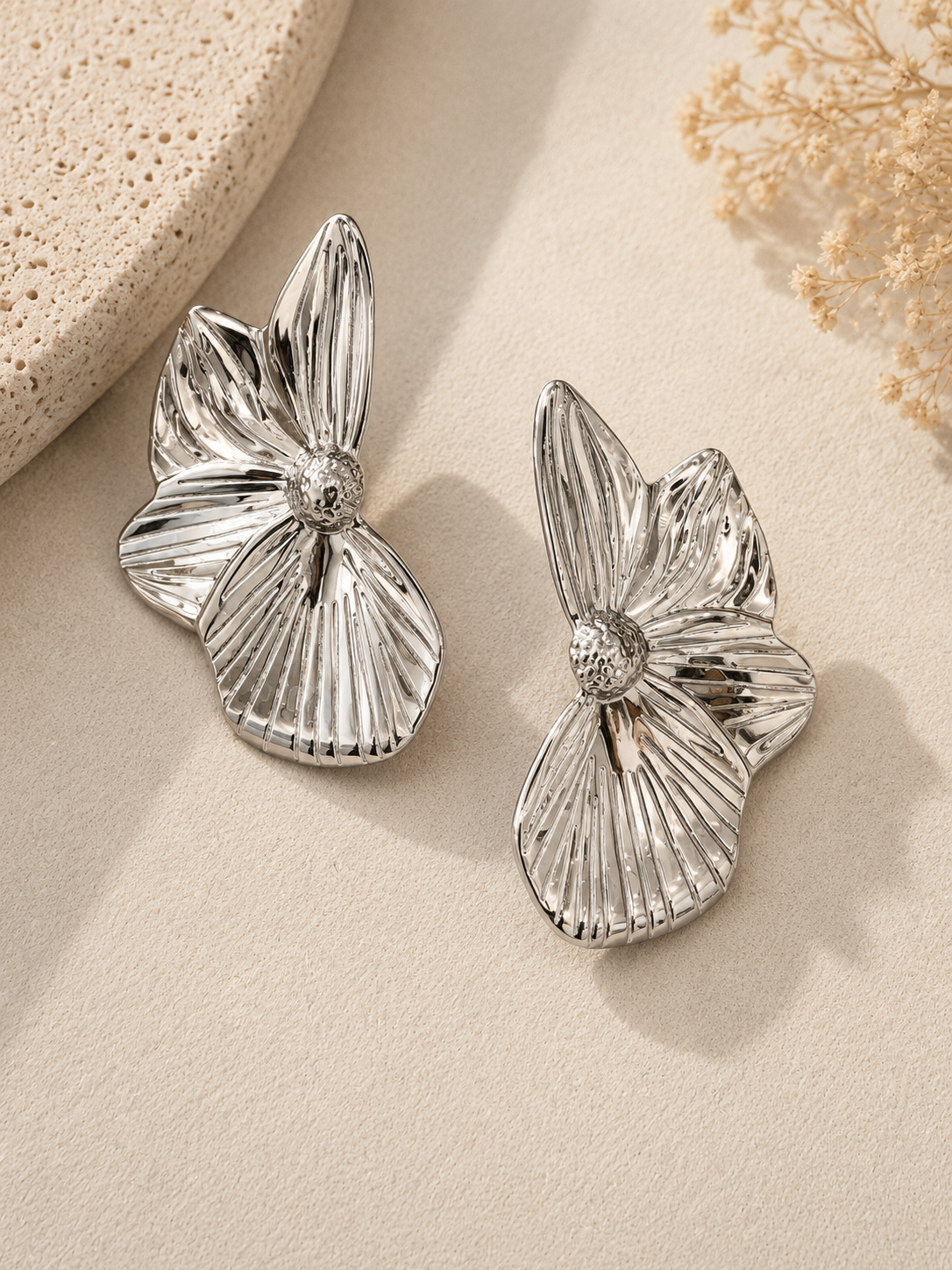 Silver Bloom Statement Earrings