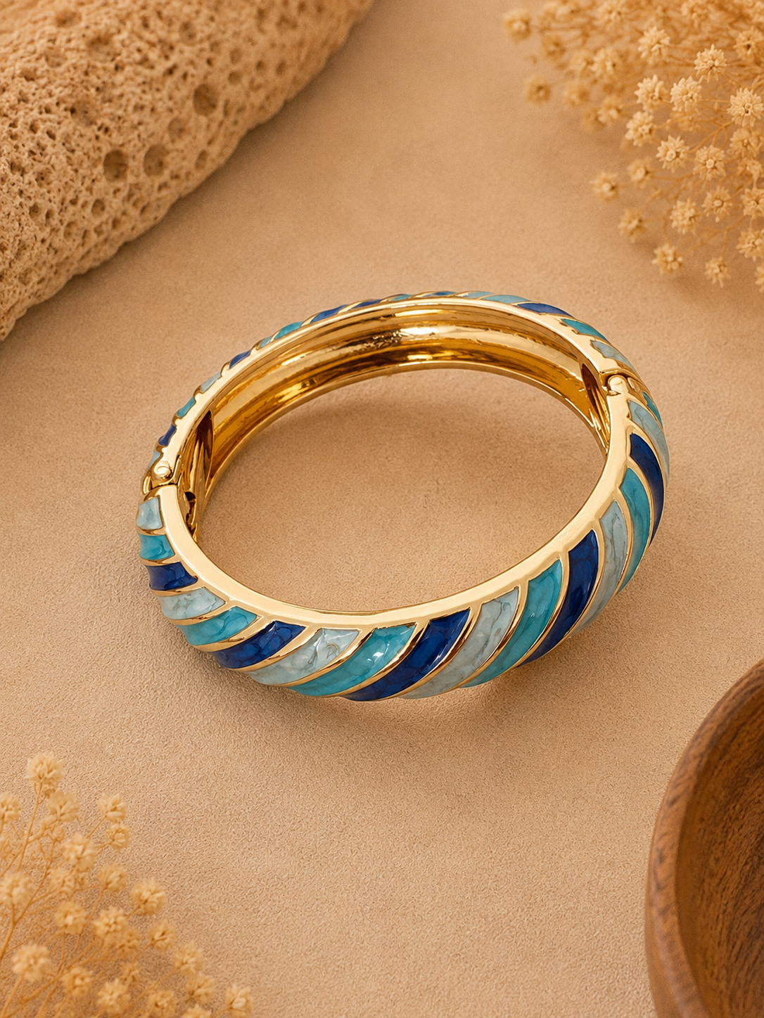 Blue Enamel Bangle Bracelet