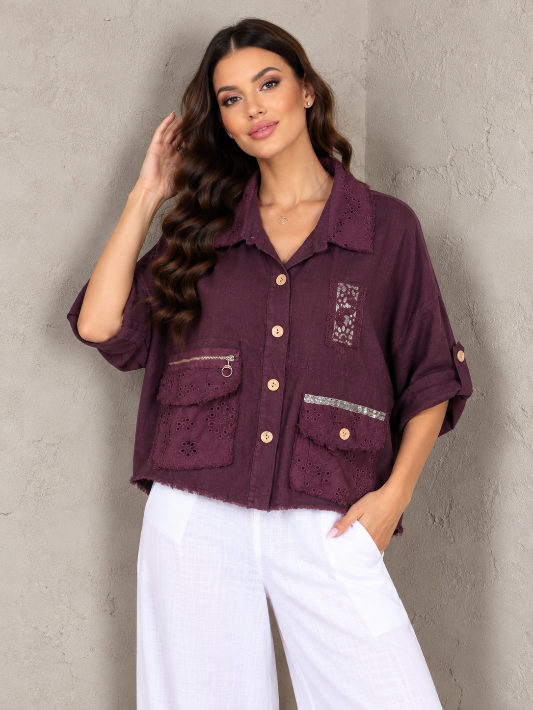 Chiara Embellished Italian Linen Jacket