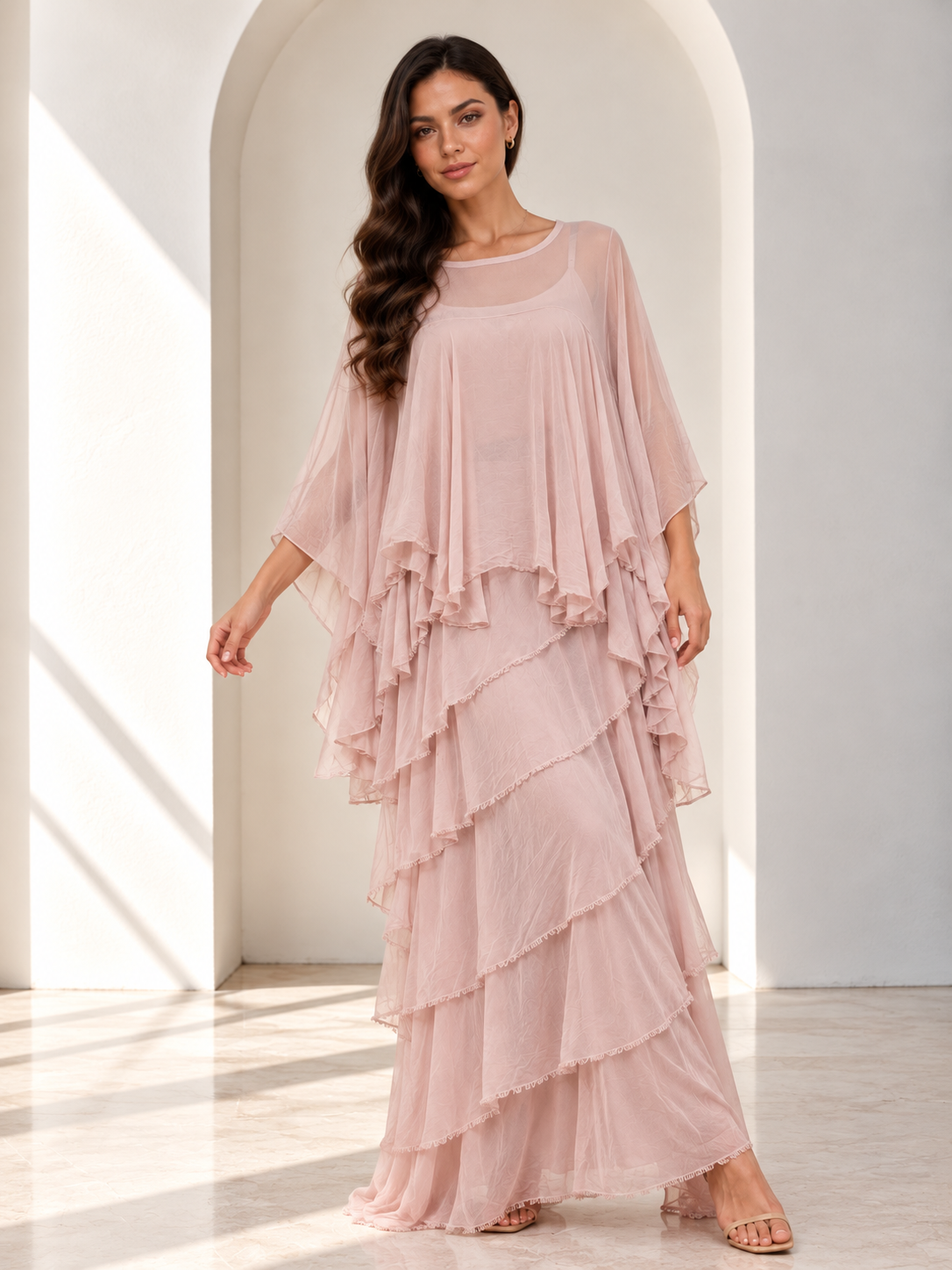 Amaia Layered Silk 2 Piece Mauve Set