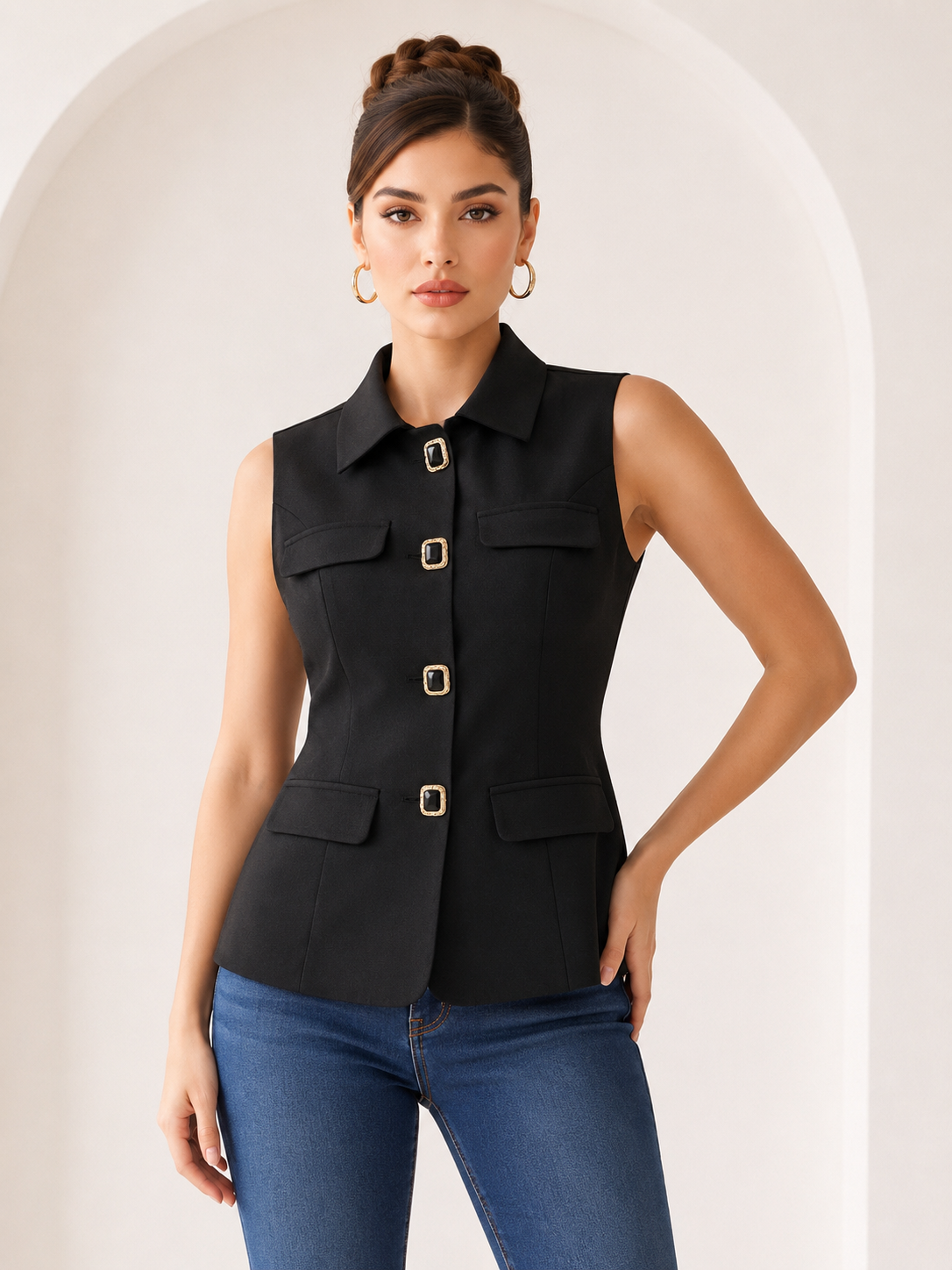 Joanna Woven Tailored Vest