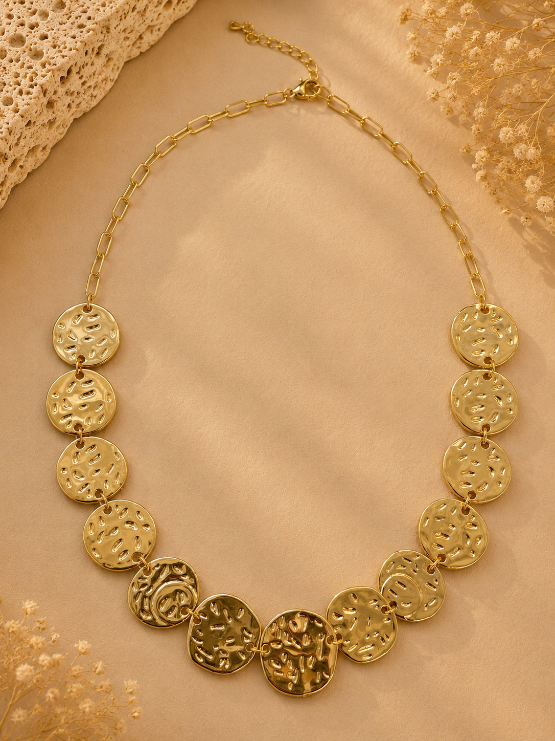 Hammered Disc Statement Necklace