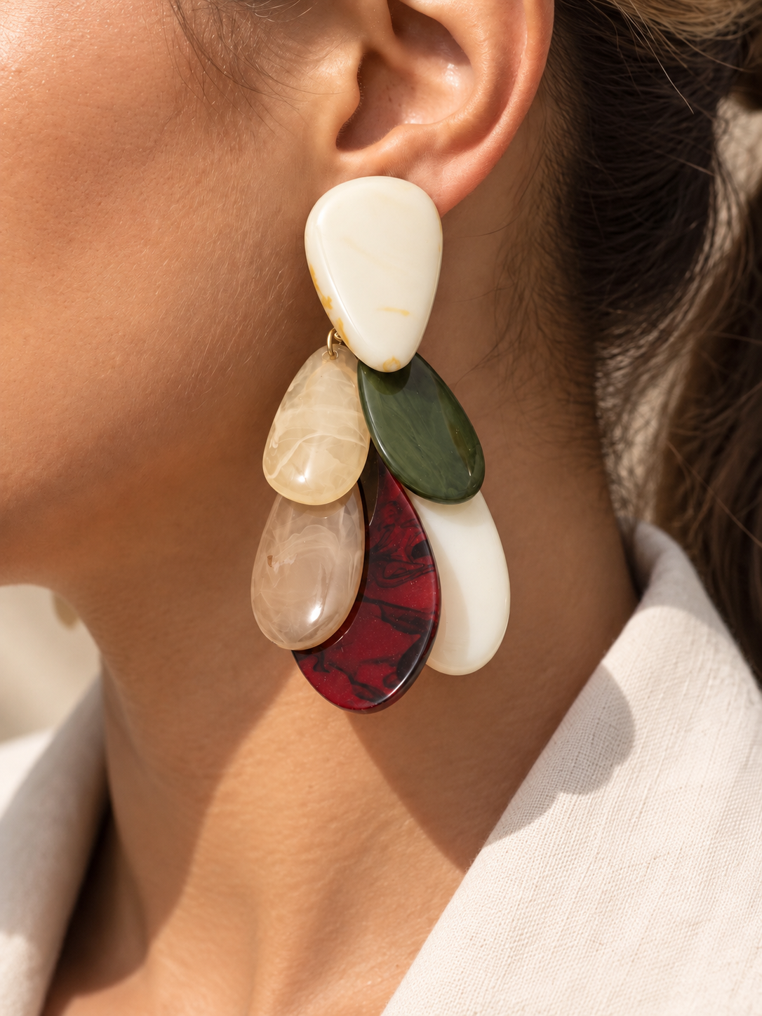 Tiered Teardrop Cluster Statement Earrings