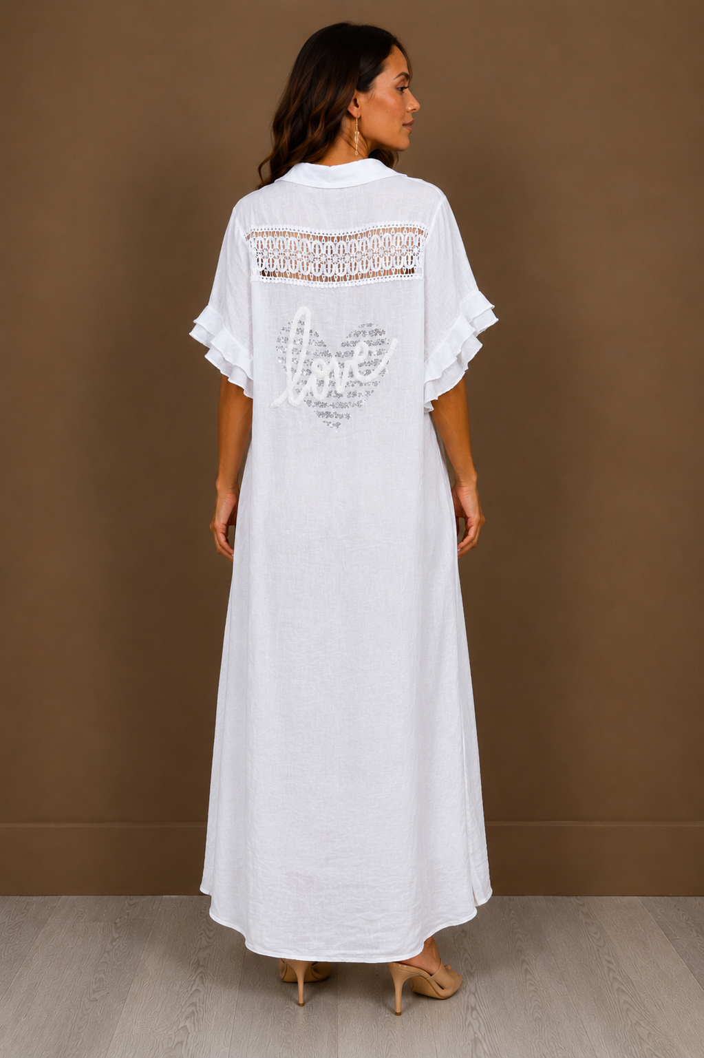 Amore Linen Dress – White