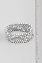 Silver Dipped Ball Bead Bracelet Set