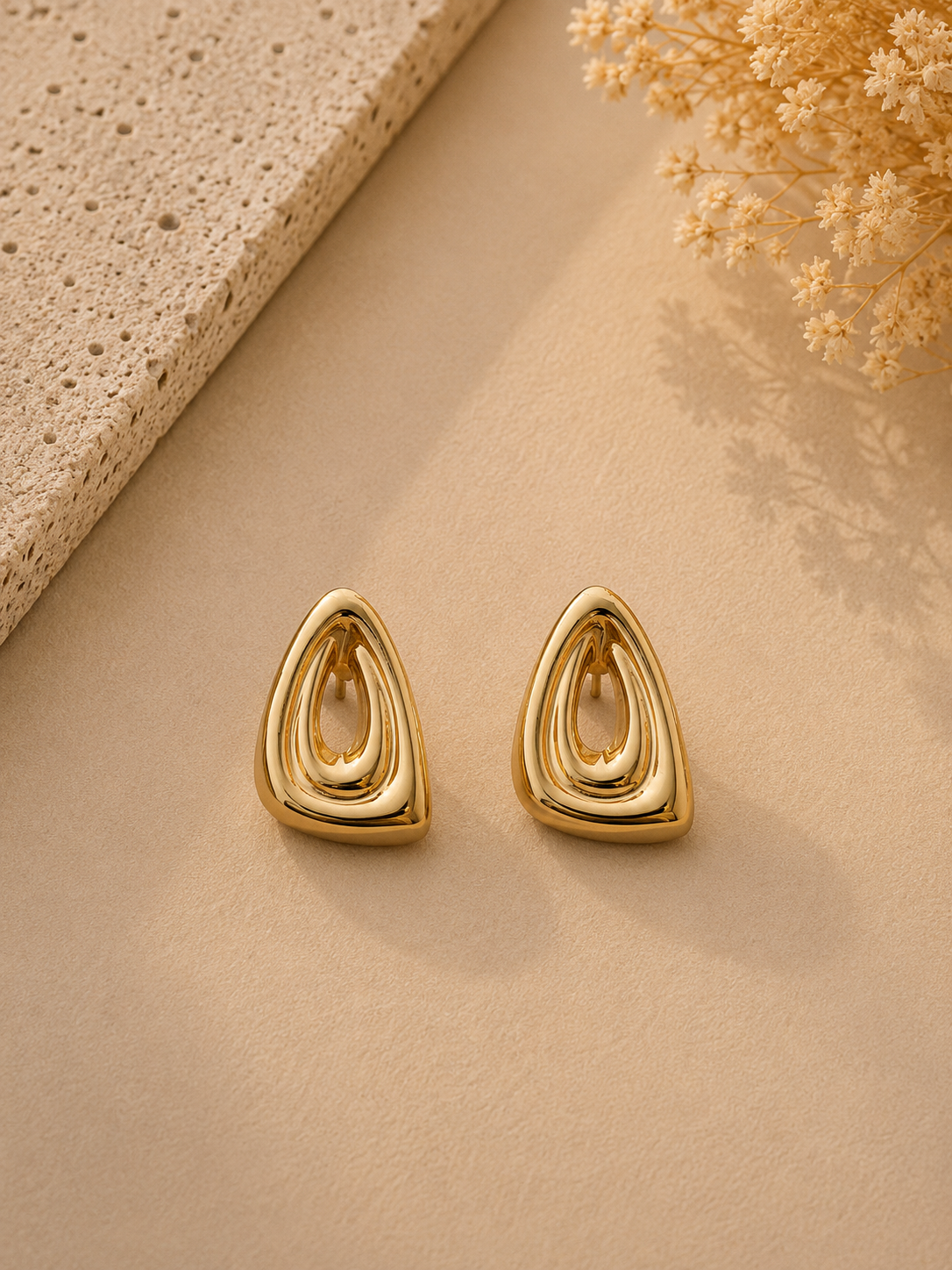 Open Teardrop Gold Stud Earrings