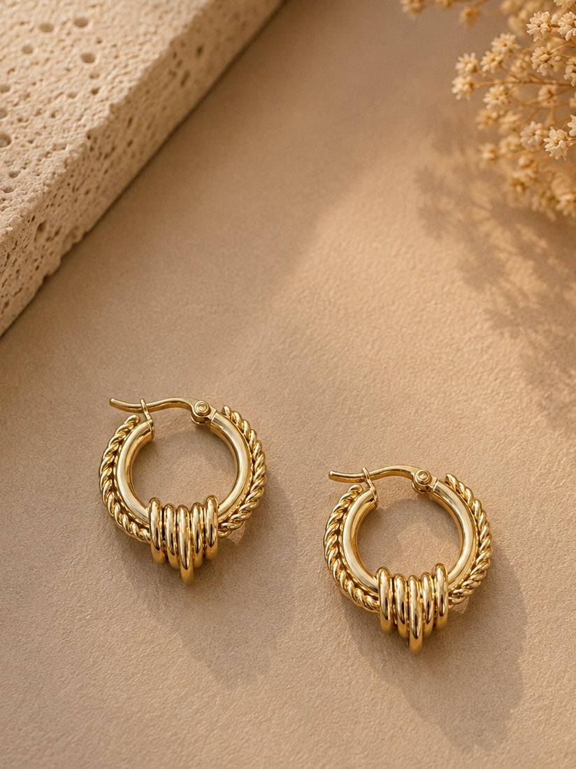 Twisted Rope Gold Hoop Earrings