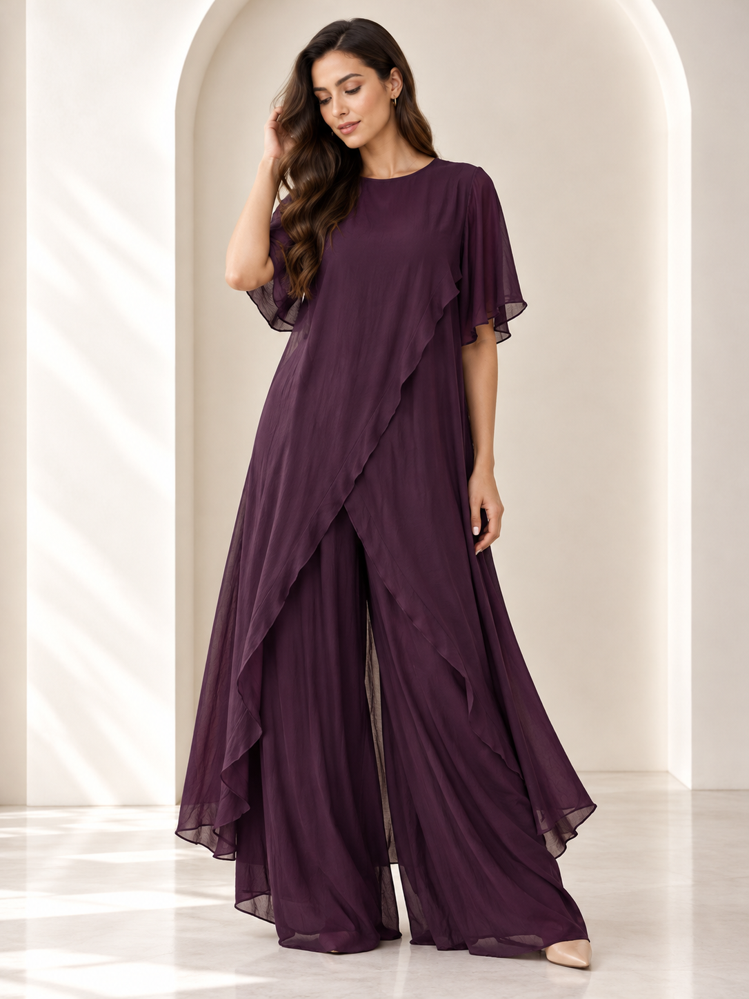 Sabina 2 Piece Silk Eggplant Set