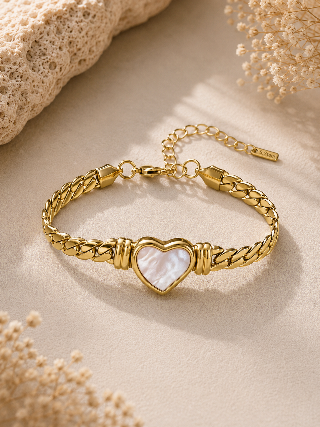 Mother of Pearl Heart Bracelet